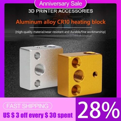 6pcs 3D Printer Parts Hotend Heating Block Aluminum Alloy Heater Block for Makerbot MK7 MK8 Extruder Creality Ender 3 / CR-10S
