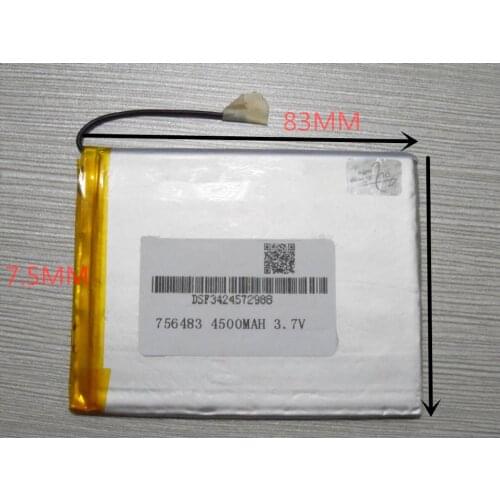 Tablet battery 3.7V lithium polymer batteries mobile power 756483 GPS high capacity 4500MAH