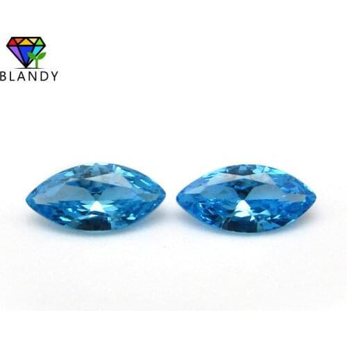 Free Shipping 2*4-8*16mm Marquise Shape 5A Seablue CZ Stone Synthetic Gems Aquamarines Cubic Zirconia Beads For Jewelry
