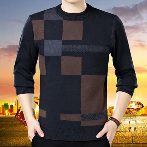 Free shipping!Winter middle-aged male round collar woolen sweater more middle-aged and old sweater loose dad put code sweater