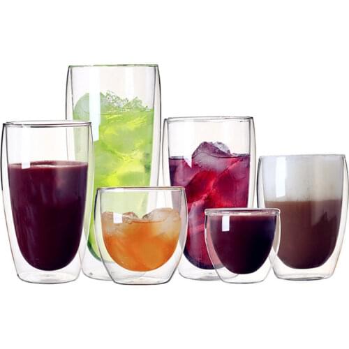 Heat insulation Double Wall Glass Creative Coffee Teacup Juice Mug Milk Cup 80-650ml Beer Swig Cocktail Glasses Insulation Verre