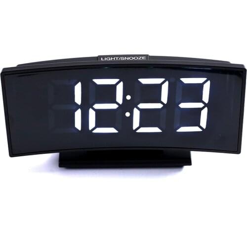Large Numbe Display LED Alarm Clock Electronic Alarm Clock with Temperature Snooze Arc-shaped Night Light Watch Despertador