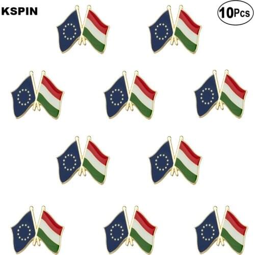 EU & Hungary Lapel Pin Flag badge Brooch Pins Badges 10Pcs a Lot