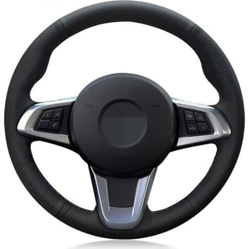 Car Steering Wheel Cover DIY Hand-stitched Black Soft Artificial Leather For BMW Z4 E89 2009-2016