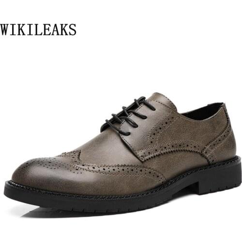 Business Suit Oxford Shoes for Men Brogue Shoes Men Office 2021 Men Dress Shoes Leather Wedding Dress Los Zapatos De Los Hombres