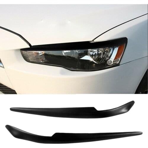 For Mitsubishi Lancer-Ex EVO 2008-2016 Glossy Black Car Sticker Front Headlights Eyebrow Eyelid Trim Cover Accessories
