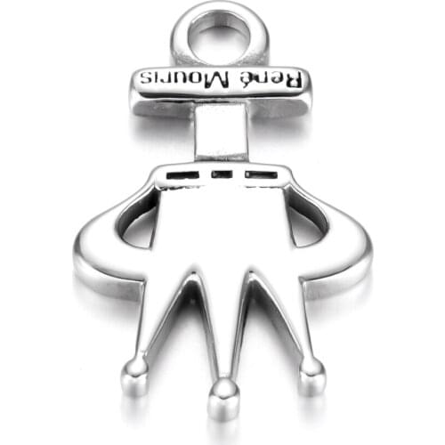 Stainless Steel Crown Pendant Polished Charms 4.5mm Hole DIY Neckalce Pendants Hook Accessories Jewelry Making Supplies