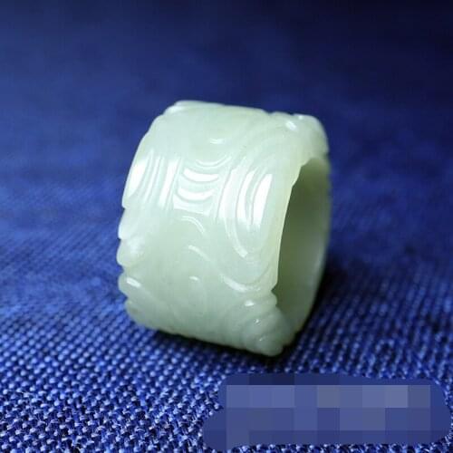 Classic natural hetian jade ring, handmade sculpture simple jade ring, men party wedding jewelry gift rings for men