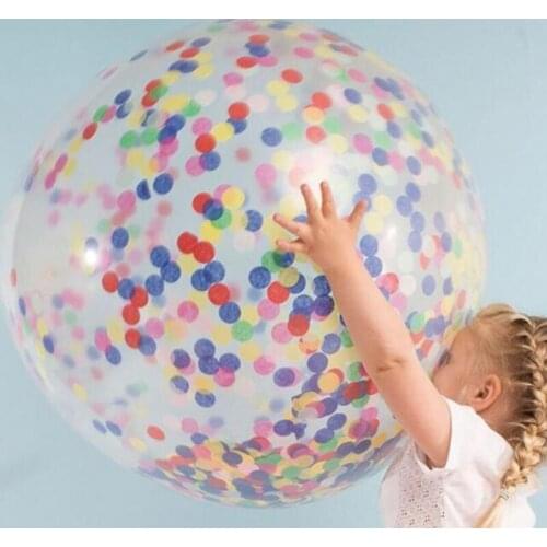 36inch Clear Confetti Balloon Latex Confetti Ballon Happy Birthday Balloons Wedding Decoration Event Party Supplies 12pcs/lot