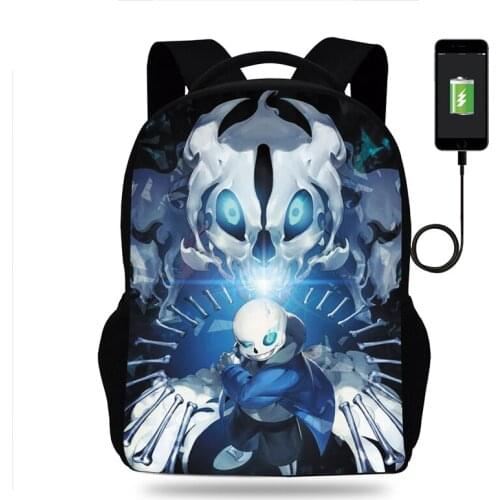 Hot Sale Cartoon Undertale Kids USB Backpack Kindergarten School Bag Children Printing Backpack Girls Boys Mochila
