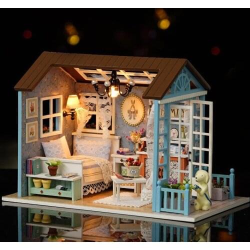 Montessori Alpinia Oxyphylla Doll House Furniture Diy Miniature 3d Wooden Miniaturas Dollhouse Toys For Children Birthday Gifts
