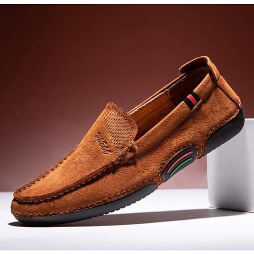 2021 Spring New Men Peas Shoes First Layer Cowhide Large Size 46 Genuine Leather Casual Shoes Men Comfortable Driving Shoes Men
