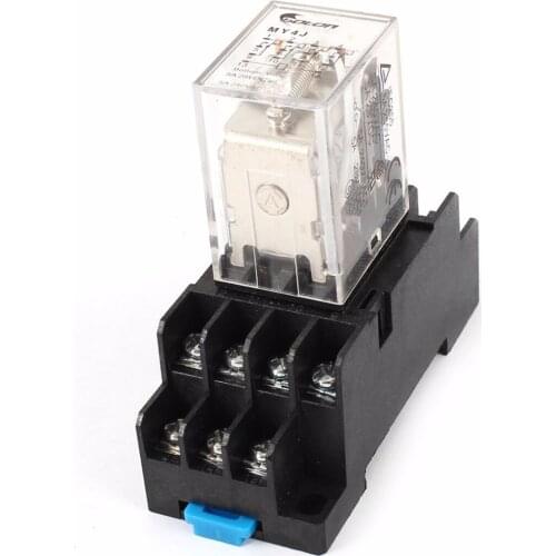 MY4-J AC110V Coil 14 Pins 4PDT Electromagnetic Power Relay w Socket Base