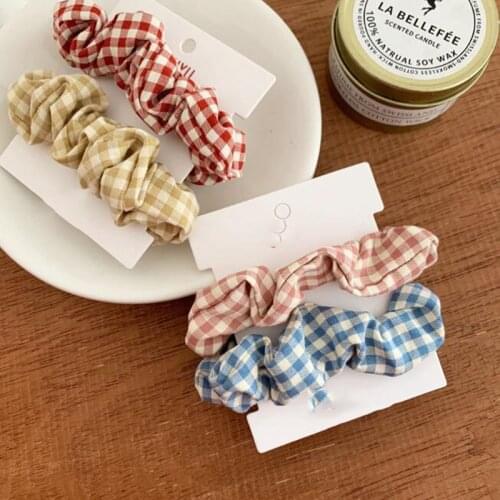 2 Pcs/set Woman Fashion Scrunchies Sets Plaid Hair Ties Girls Ponytail Holders Rubber Band Female Hairband Hair Accessories