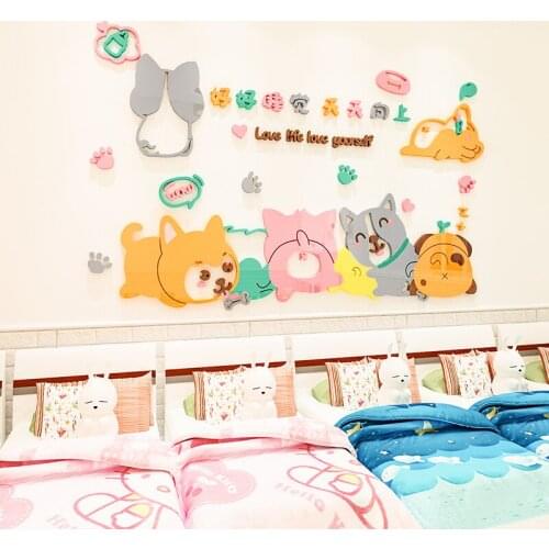 WS9 Childrens Room girl baby bedroom wall sticker girl heart room layout cartoon 3 d three-dimensional wall sticker decoration