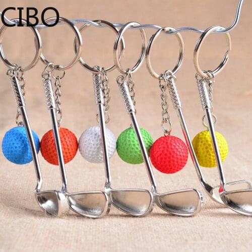 2019 New Creative Mini Sports Silver color Metal Golf Clubs Keychain Keyring Fashion Simple Car Bag Accessories Key Ring