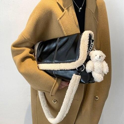 New Plush Design Winter Shoulder Bag For Woman 2021 Fashion High Quality Womens PU Leather Handbag Ladies Crossbody Purses