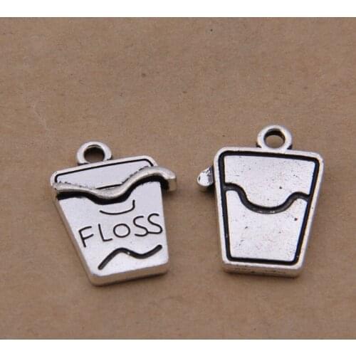RAINXTAR Fashion Floss Stamped Alloy Toothpick Holder Shape Vintage Charms 50pcs AAC1285