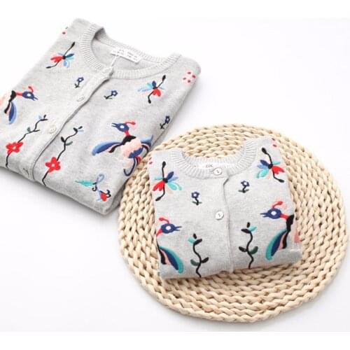 Family matching sweaters family spring looks autumn cotton warm sweatshirts matching mom girls Embroidery Coats kids clothing