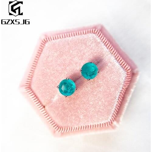 GZ Paraiba Tourmaline Gemstones Stud Earrings for Women Solid 925 Sterling Silver Jewelry Gemstone for Girl Party Fashion Gift