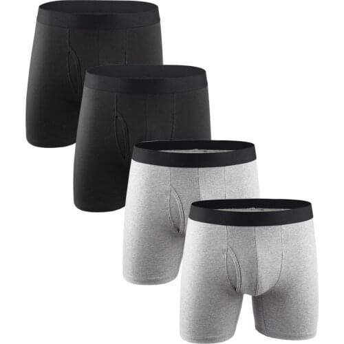 4Pcs Men Boxer Long Boxer Men Underwear Men Underpants Erkek Natural Cotton Sexy Boxer Shorts Top Brand Underwear Soft mens