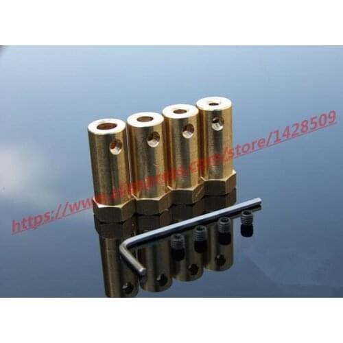 Lenght 30mm Coupling Hexagonal Brass Hex Connector Robot Accessories Shaft 3mm 4mm 5mm 6mm 8mm Yellow Copper Screw Wheel