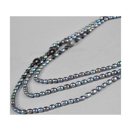 Unique Pearls jewellery Store Women Pearl Necklace 5-6mm Black Genuine Freshwater Pearl Shell Necklace Fine Jewelry