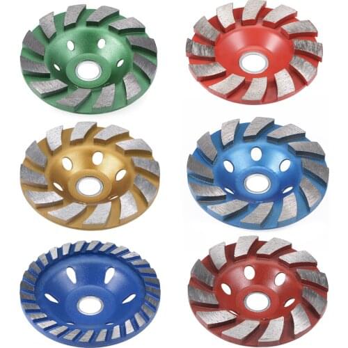Uxcell 3-1/2 /4 Inch Diamond Grinding Cup Wheel Concrete Turbo for Grinder 12/28 Segs Red Green Blue Brass Tone 1pcs