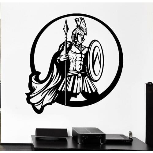 Vintage Wall Decal Ancient Greek Warrior Spartan Shield Battle Spear Vinyl Wall Stickers Home Decoration For Living Room Z122
