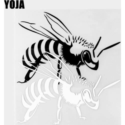 YOJA 16.1×11.4CM Cartoon Animals Lovely Bee Car Stickers Vinyl Decal Pattern Black/Silver 19C-0277