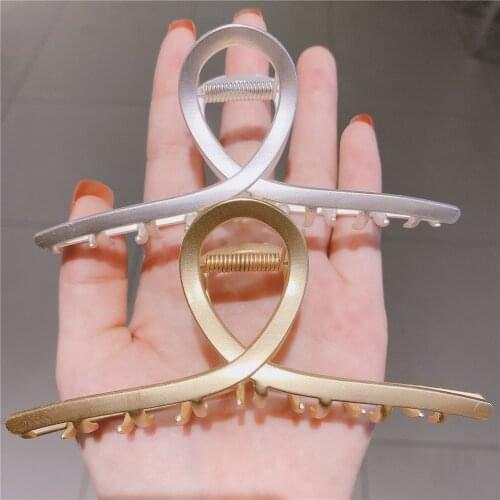 Cross hollow gold metal hairpin back head large catch clip Korea simple temperament shark clip clip headdress