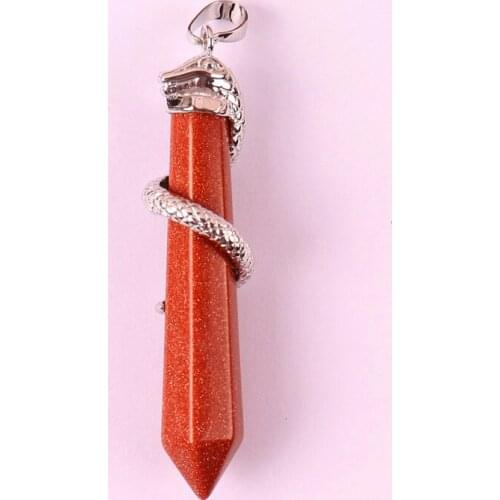 Golden Sandstone Bead Pendant Snake Jewelry For Woman Gift 1PCS S581