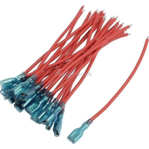 20 Pcs 6.3mm Crimp Terminal Cable Female Spade Connector Wire