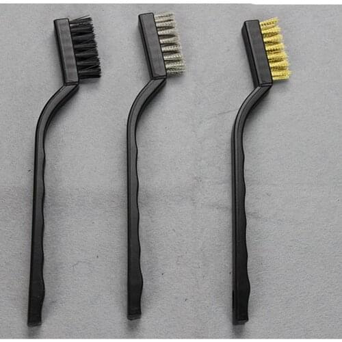 3pcs mini wire brush set, industrial toothbrush derusting brush steel brass nylon clean polishing details metal antirust brush
