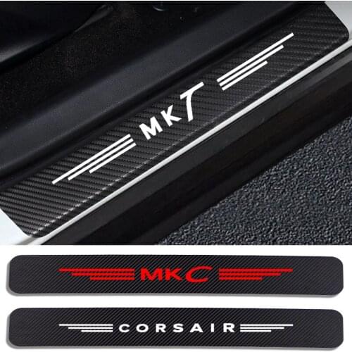 4PCS Car Sill Sticker For Lincoln Aviator Corsair Mark LT MKC MKS MKT MKX Nautilus Navigator car Accessories Carbon Fiber Decal