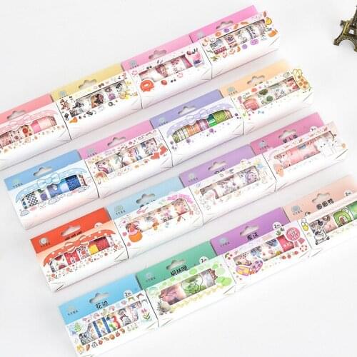 5pcs/set Washi Tape Set Cartoon Style Decoration Material Masking Tape School Suppliers Stationery By Kevin&sasa Crafts