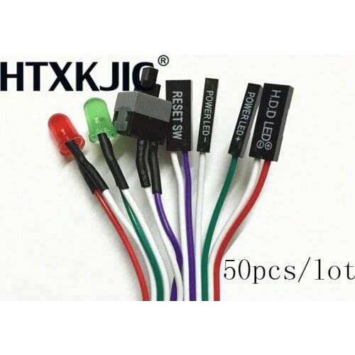 50Pcs Case Desktop ATX Power On Reset Switch Cable With HDD LED Light For PC Computer -R179 Drop Shipping