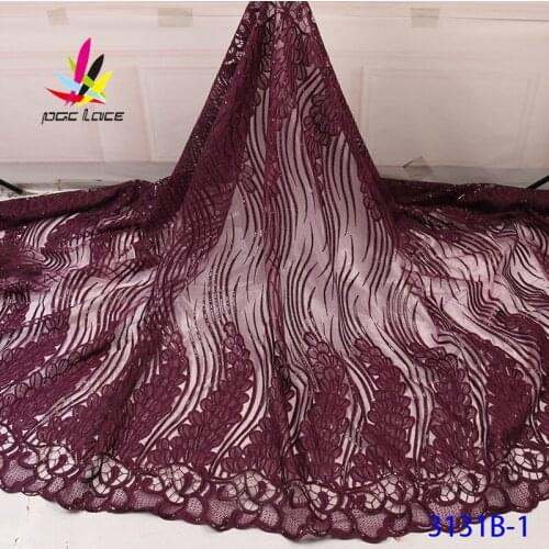 Burgundy Wine Wedding Fabrics Sequin Flower Lace African Nigerian French Aso Ebi Dress Good Quality High End Best Selling