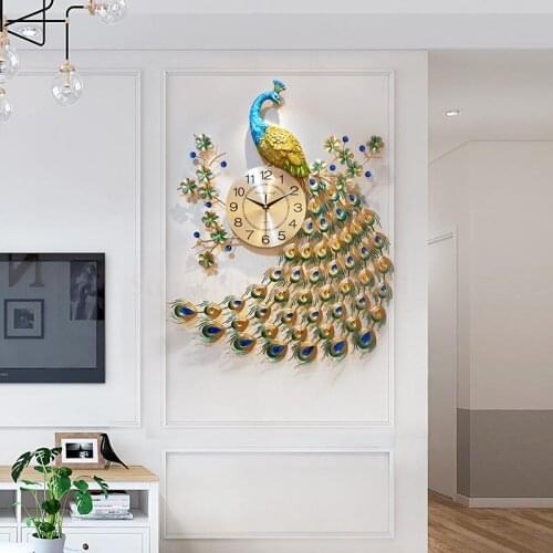 Clock peacock watch living wall watch creative fashion watch room simple atmosphere wall graphics house silent quartz clock 20