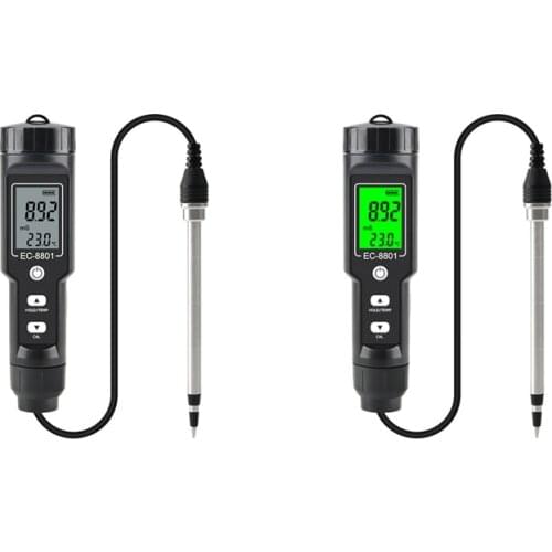 HLZS-Digital EC/Temperature Soil Tester Measurement Analysis Automatic Meter Removable Electrode Waterproof