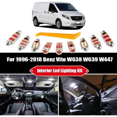 For 1996-2018 Mercedes Benz Vito W638 W639 W447 License Plate Lamp White Canbus Error Free LED Interior Dome Map Roof Light Kit
