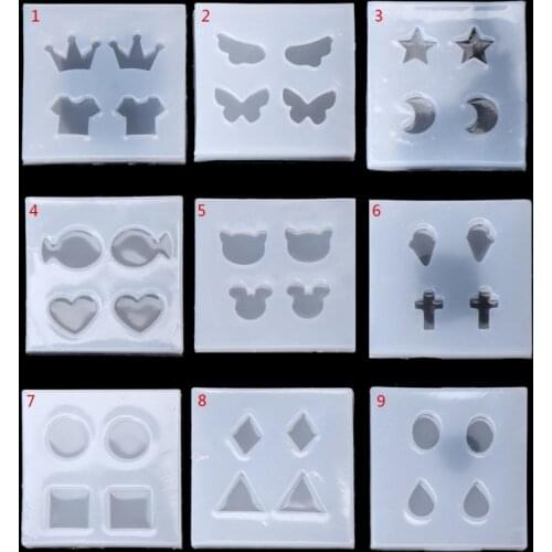 Jewelry Mold Silicone Round Oval Square Shape DIY Stud Earring Epoxy Resin Mold