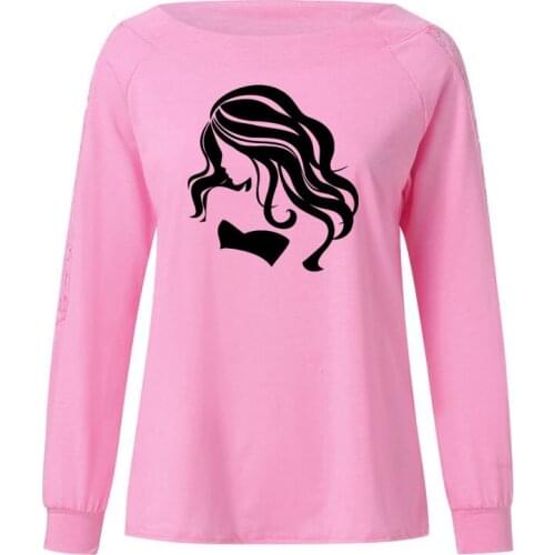 Stylish Sexy Girl Print Female T Shirt Funny Teeshirt Women Clothing Casual Long Sleeve Large Size Loose Lace Tops Tee