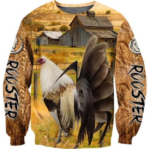 Farm Rooster Pattern 3D All Over Printed Autumn Men Hoodies Unisex Casual Pullover Zip Hoodie Streetwear sudadera hombre DW0583