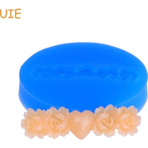 HYL110U 44.5mm Long Rose Flowers with Heart Silicone Mold - Cake Decoration, Fondant, Baking Tools, DIY Handmade, Resin Clay