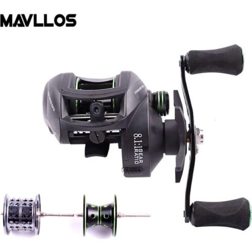 Mavllos 8.1:1 High Ratio BFS Baitcasting Fishing Reel Left Right Hand Double Metal Spool Surf Low Profile Fishing Casting Reel