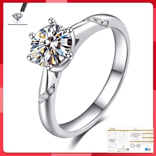 Classic 925 Sterling Silver Moissanite Ring 1ct IJ color Lab Diamond jewelry Simple style Anniversary Ring