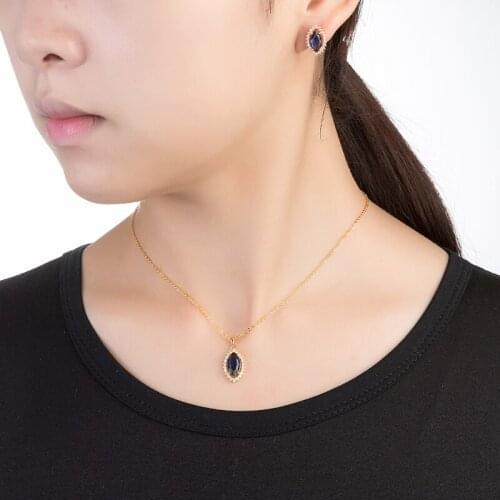 Jewelry Sets HADIYANA Bridesmaid Retro Gold Design Crystal Fashion Charm Color Zircon Earring And Necklace Sets CN876 Bisuteria