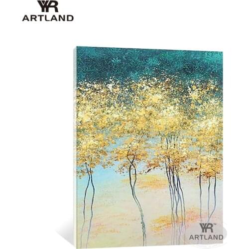 Beautiful wall art gold trees Handmade canvas oil painting on the wall hanging picture poster for living room decoration unframe