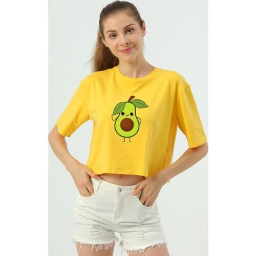 Summer Cute Sweet Tshirts Girls Avocado Sexy Crop Top T Shirt Kpop Fresh T Shirt for Women Female Itself Cropped Streetwear